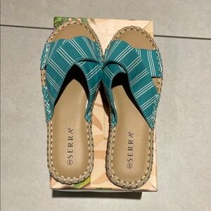 Serra Women's Striped Teal Sandals